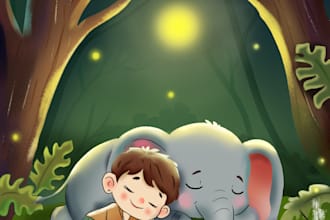 create colorful kids illustration and cute cartoon art