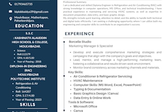 create a professional and modern resume or CV design