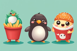 design cute vector cartoon characters for animation