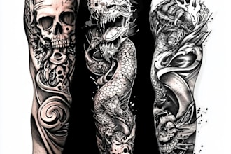 create sleeve tattoo design in geometric style