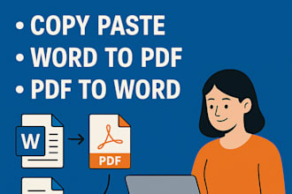 do data entry, copy paste, and convert word to PDF or PDF to word