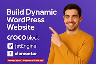 build dynamic wordpress website using crocoblock, jet engine and elementor