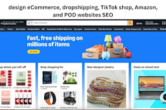 design ecommerce, dropshipping, tiktok shop, amazon, and pod websites SEO