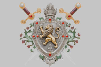 design custom vintage coat of arms emblem family crest logo for engraving