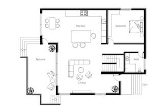 create 2d colored floor plan from sketch or autocad