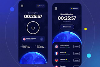 develop a secure VPN app using flutter with openvpn, wireguard, for android, ios