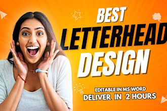design professional letterhead editable in ms word in 2 hours