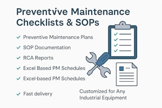 prepare maintenance checklists and sops for your machines