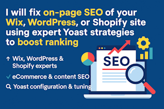 website onpage seo optimization of wix wordpress shopify ecommerce website yoast