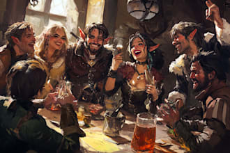 do dnd group party illustration