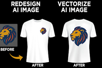 redesign ai image or vectorize for high resolution for apparel print ready