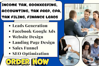 do income tax, bookkeeping, accounting, tax filing, cpa, tax prep, finance leads