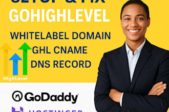 setup fix gohighlevel whitelabe domain ghl cname dns record on godaddy hostinger