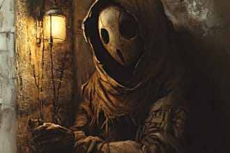 draw detailed dark, horror, metal, creepy game art