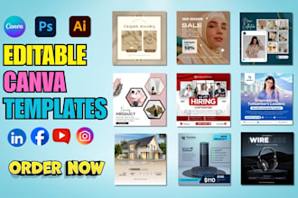 do custom editable canva templates for instagram, ebooks and banners