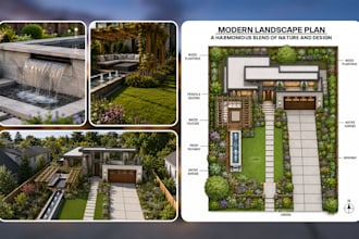 create your front garden, backyard patio, or 3d realistic landscape design