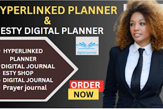 design hyperlinked planner etsy digital planner digital journal etsy shop