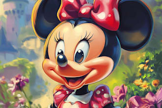 draw portrait in disney cartoon illustration