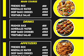 design restaurant menu, food flyer or poster design