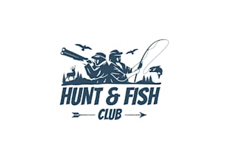 design a vintage fishing hunting mountain climbing logo
