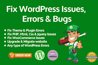 fix wordpress issues and bugs fast fix wordpress errors woocommerce fix