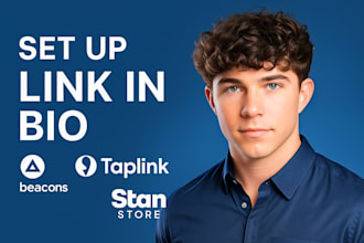 set up linktree, beacons, taplink, stan store link in bio landing page design