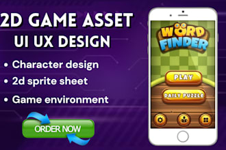 create 2d game art 2d tileset 2d character 2d mobile game ui 2d art props