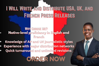 write and distribute UK, USA french press release