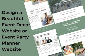 design a beautiful event decor website or event party planner website