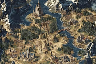 design your modern  fantasy map, vector maps, rv maps, events, or city maps