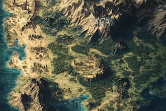 create a  fantasy map, vector map illustration for events, festivals