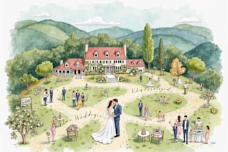 do custom watercolor wedding map