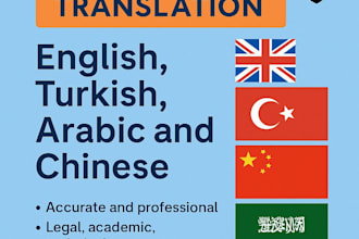 english, turkish, arabic and chinese translation services
