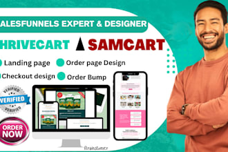 design or redesign thrivecart sales page,samcart webinar course sales funnel