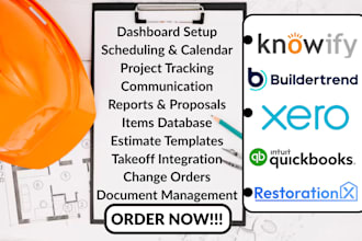 knowify estimation buildertrend cost tracking xero quickbooks mastt restorationx