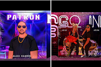 design cartoon album cover art for soundcloud music track ep in cartoon style