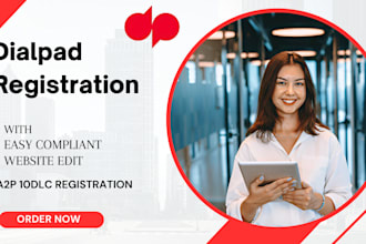 do dialpad a2p10dlc registration ,simple website edit, tcr compliance