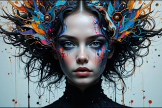 make scribble art, abstract line art portrait