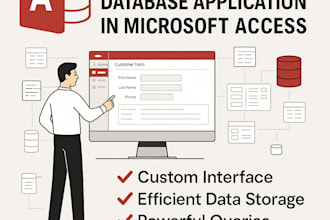 build a complete microsoft access database application with forms, reports