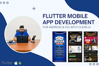 do flutter mobile app development for android and ios with clean UI