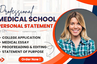 proofread, edit medical school personal statement, college application or sop