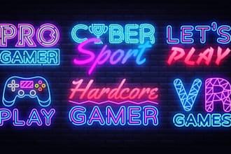 design neon logo, signs and glowing text