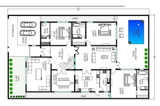 draft autocad 2d architectural floor plan drawing, elevation