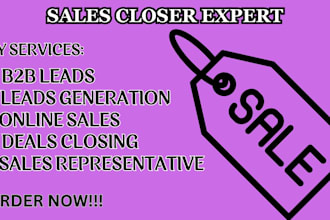 be your sales representative, online sales, leads generation, sales closer