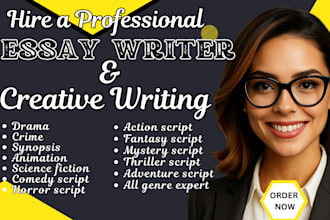 write asmr roleplay scripts, lyric essays, humor writing, movie scriptwriter