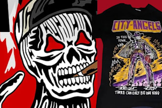 design skull waren lotas style, dark art t shirt design, naruto one piece dragon