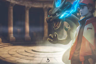 create a 3d anime style artwork of you as a pokemon trainer