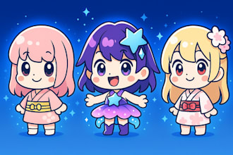 draw cute kawaii chibi art character illustration chibi mascot illustration