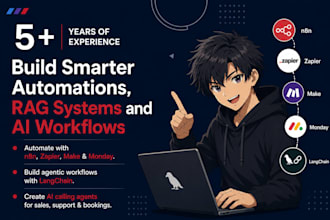 design rag, ai agents and automate workflows with n8n, make, zapier, langchain