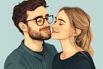 draw realistic family portrait, couple or group from photo